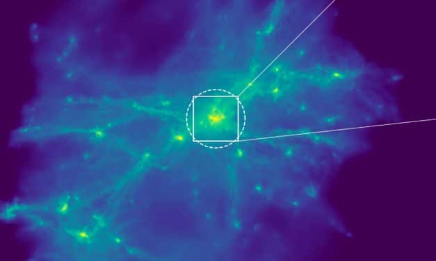Simulación revela cómo las galaxias alimentan agujeros negros supermasivos